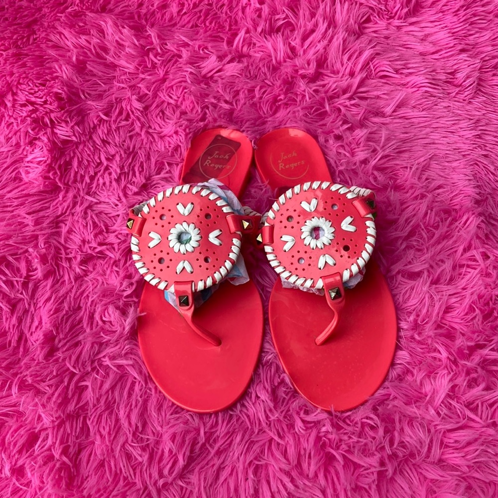 Jack Rogers Georgica jelly sandals in coral size 9